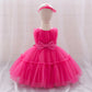 Summer Ceremony 1 Year Birthday Dress For Baby Girl Clothes Baptism Lace Princess Dress Girls Dresses Party Gown White Pink