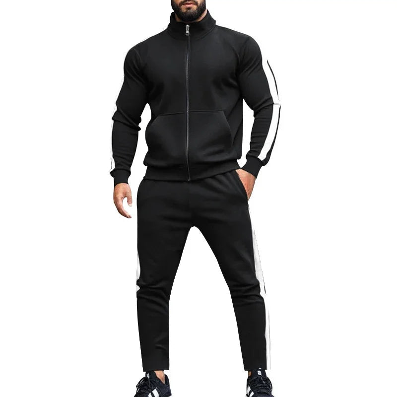 Casual Tracksuits Mens Autumn Fashion Side Striped Jackets And Pants Two Piece Sets For Men Sports Fitness Sweatsuits Streetwear