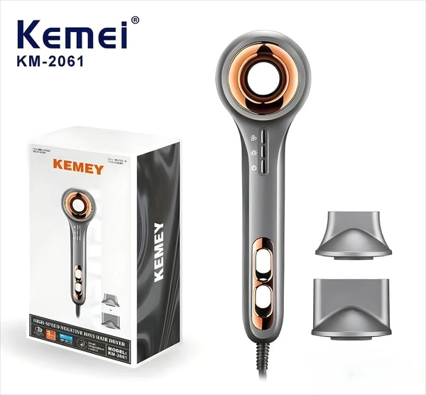 Фен для волосся Kemei KM-2061 з потужністю 110 000 об/хв, з негативним іонним струмом та гарячим та холодним повітрям