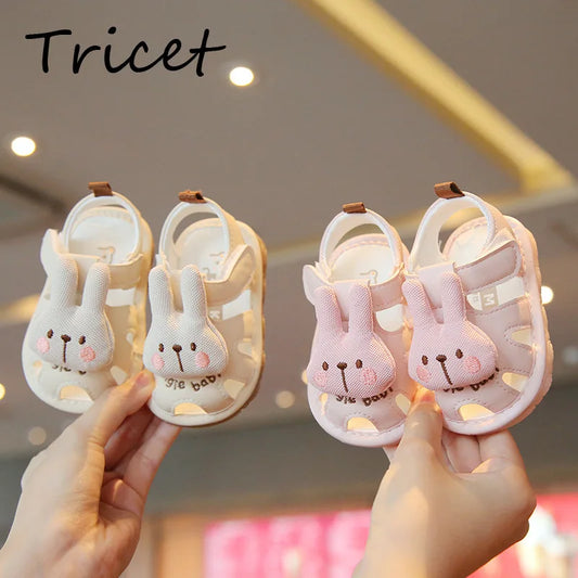 Cute Rabbit Child's Girls Boys Casual Shoes Summer Cartoon PU Sandals For Baby Children Soft Bottom Kids Walk Shoes With Sound
