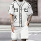 new Men Funny Scribble Sport T-shirt+shorts Suit Set American high luxury Tracksuit Outfit Summer Oversized 2 Piece Set Clothes
