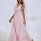 Amazon Cross border Foreign Trade European and American Women's Wear 2024 Spring/Summer Fashion V-neck Waist Long Dress High Wai