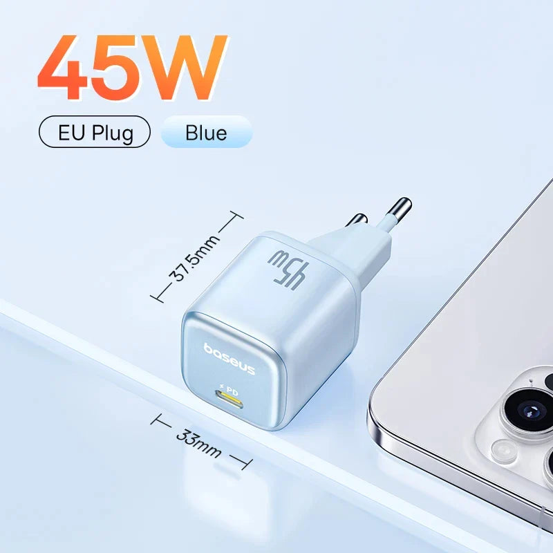 Baseus Picogo 45W USB зарядний пристрій PD QC 3.0 швидка зарядка швидкий зарядний пристрій для iPhone 16 15 14 Pro дорожній зарядний пристрій для телефону Samsung S24