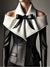 Fashion Women Faux Leather PU Blazer Jacket Turn Down Collar Slim High Waist Office Lady Patchwork Luxury Female Tailored Coat