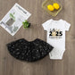 Hello 2025 Print  2 Piece Baby Girls Bodysuit Dress Set New Year Girl Short Sleeve Romper + Tutu Skirt Infant Dresses Set Outfit