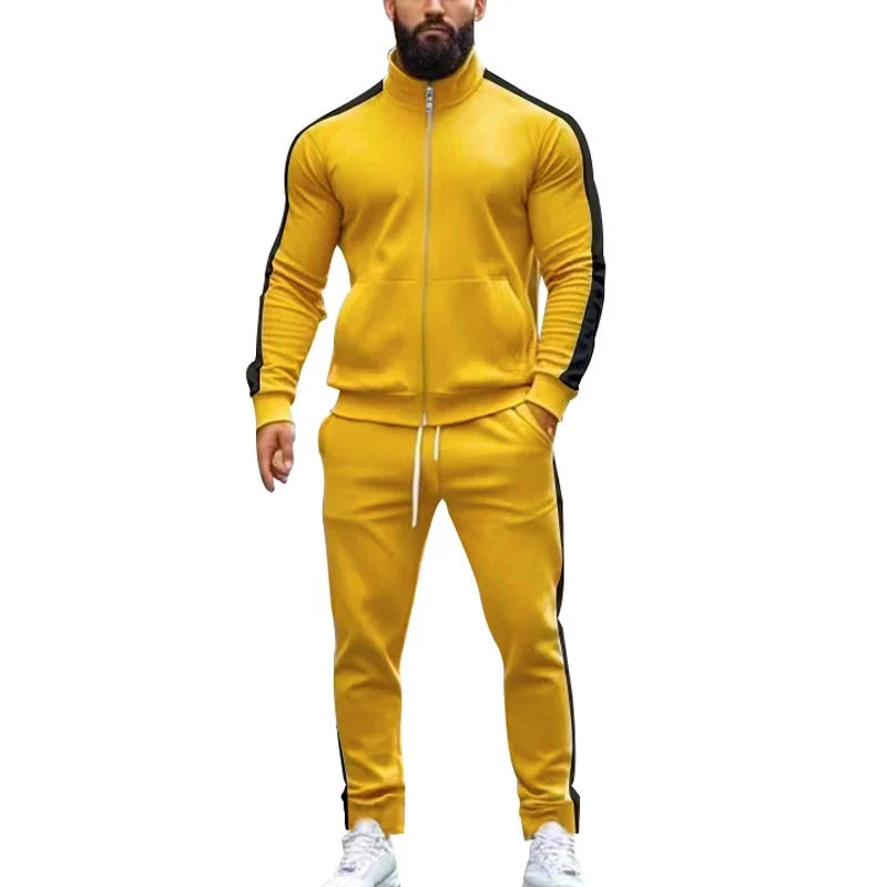 Casual Tracksuits Mens Autumn Fashion Side Striped Jackets And Pants Two Piece Sets For Men Sports Fitness Sweatsuits Streetwear
