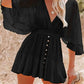 White Lace Tunic Sexy Deep V Neck Button Bikini Cover-ups Women Clothes 2025 Summer Sexy Ruffles Long Sleeves Mini Dress A1132