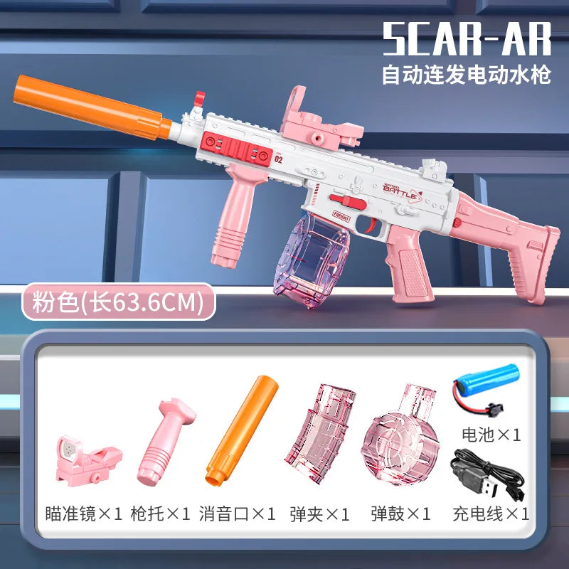 Electric water gun with fully automatic suction and continuous firing large capacity water sucking shooting water playing summer