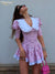 Clacive Summer Slim Print Women'S Dress 2023 Bodycon Doll Collar Short Sleeve Mini Dresses Elegant Lace Patchwork Female Dress
