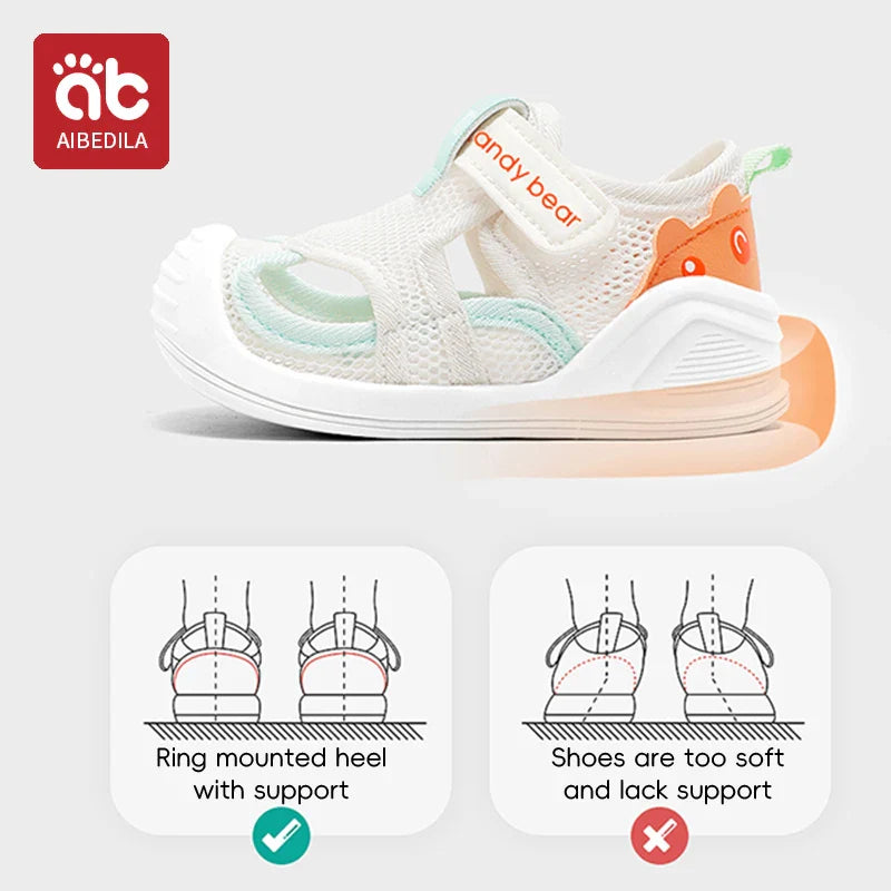 AIBEDILA Baby Boys Girls Summer Mesh Sandals Outdoor Sports Shoes Breathable Closed Toe Velcro Walking Shoes