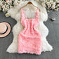 Hotsweet Straps Elegant Sleeveless Backless Lace Three-dimensional Floral Slim Short Dresses Evening High Street Autumn Clothing
