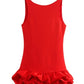 Sexy Women Red Ruffles Hem Mini Dress Elegant O Neck Backless Sleeveless Slim Vestidos Fashion Lady Evening Party Club Gowns