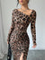 Sexy Leopard Print Women's Dresses Fashion Ruffled Sexy Slit Party Dress For Women Spring Summer  Bodycon Package hip Vestidos