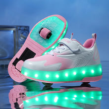 Boys Girls Roller Shoes LED Light Up USB Charging Children Roller Skate Casual Skateboarding Shoes Sports Shoes Kids Sneakers
