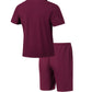 2025 summer men's new leisure fashion city wear rope round neck T trend Waffle short-sleeved shorts two-piece suit