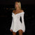 Trendix Lace Patchwork Ruffle Dress High Waist Slim Long Sleeve Mini Dresses For Women Party Sexy Off Shoulder Vacation Dress