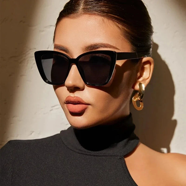 Fashion Street Trend Cat Eye Sunglasses Women Leopard Square Frame Sun Glasses UV400 Lady Brand Designer Eyewear משקפי שמש לנשים