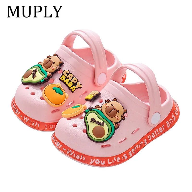 Children's Sandals DIY Female Cartoon Cute Dinosaur Home Soft Sole Indoor Small Children Toddler Baotou Baby Slippers Man