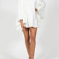 Modigirl Women's White Turtleneck Long Ruffled Sleeves Backless Dress 2025 Summer Spring New Elegant Party Mini Dress Woman
