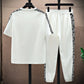 Summer Men's Trousers Tracksuit 2 Piece Set Fashion Tops Tees Ice silk Short Sleeve T Shirt+Pants Vintage Casual Sweatpants