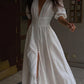 Clacive White Sexy Single-Breasted Women'S Dress 2022 Elegant Short Sleeve V-Neck Party Dresses Lady Casual Slim Midi Dress