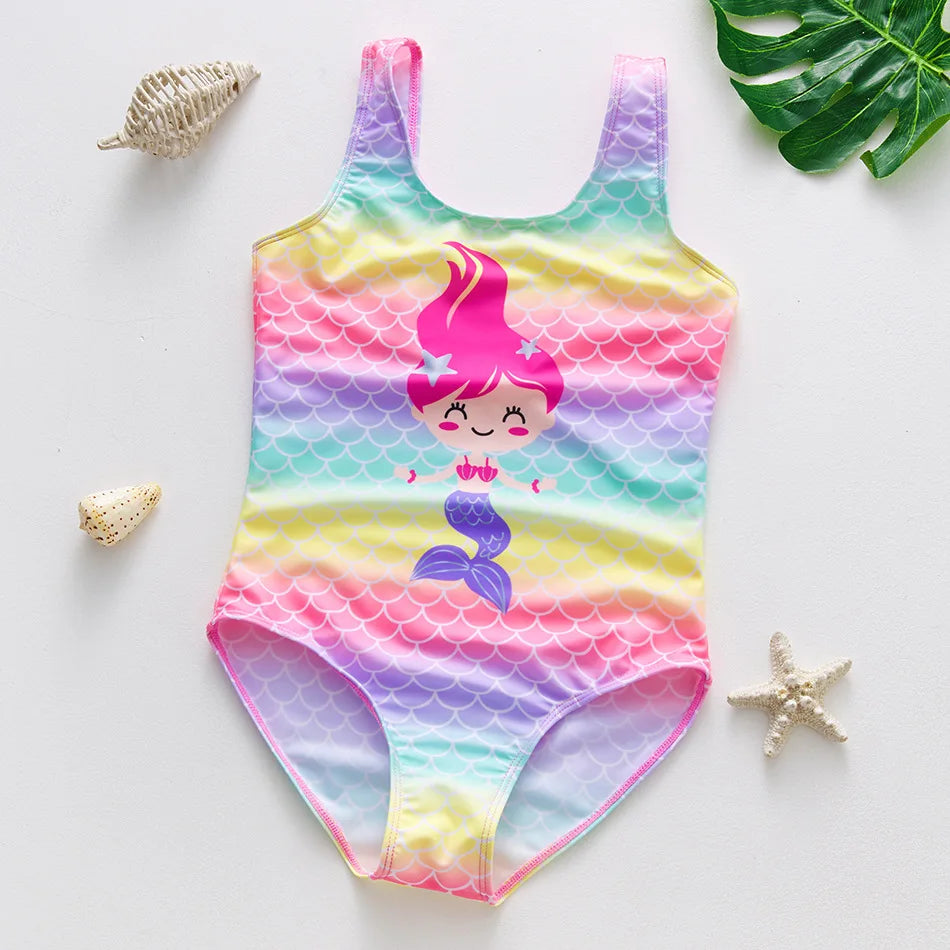 One Piece Girl Swimsuits 2 3 4 5 6 Year Baby Printed Swimwear Summer Beach Bathing Bikini Clothes Kids Bow Seaside Swimming Wear
