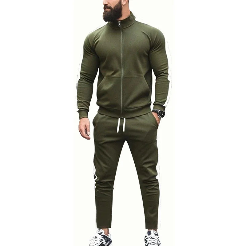 Casual Tracksuits Mens Autumn Fashion Side Striped Jackets And Pants Two Piece Sets For Men Sports Fitness Sweatsuits Streetwear