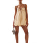 Women Loose Spaghetti Strap Dress Summer Crystal Rhinestone Cutout Cocktail Party Mini A-line Dress for Beach Nightclub