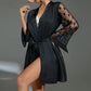 Women Pajamas Robes Sleepwear Nightgowns Knee-length Nightdress Lace Comfortable Casual Pure Color Imitation Ice Silk Nightdress