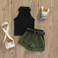 Newborn Toddler Baby's Clothes Girls 3PCS Summer Outfits Sleeveless Halter Tops Shorts Waist Bag Children's Clothing Set