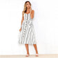 Summer New Women Sexy Sling Pocket Button Dot Beach Dress 2024 Female Bohemia Holiday Retro Fashion Solid Color Women's Clothing
