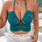 Plus Size Best for Summer  Women's Sleeveless Cross Drawstring Short Vest, Backless, Spaghetti Straps, Halter Neckline