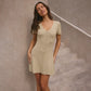 TARUXY 2025 Summer New Knitted Mini Dress Female Elegant V Neck Buttons Short Sleeve Dress High Elasticity Casual Women's Dress