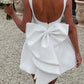 Elegant Pearl Bow Backless Sexy Mini Dress Women's Luxury Party Short Dresses White Black Pink Birthday Evening Wedding Summer