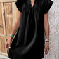 Womens Dress 2024 Summer New Fashion Versatile Multi Layered Ruffle Sleeve V-neck Pullover Dress Green Solid Mini A-Line Dresses