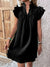 Womens Dress 2024 Summer New Fashion Versatile Multi Layered Ruffle Sleeve V-neck Pullover Dress Green Solid Mini A-Line Dresses