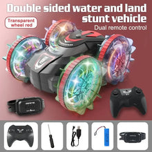 Rc Cars Double Sided Dual 4WD Remote Control Stunt Car Light Wheel Watch Gravity Sensing Amphibious Car Toy Gifts for Children