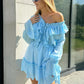 Tossy Ruffled V-Neck White Mini Dress Female Patchwork Long Sleeve Elegant Bandage Fashion Dress High Waist Lace-Up Women Dress