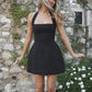 Off Shoulder White Mini Dress Women's Sexy Backless Slim Party Dress Sleeveless Solid Color Bandeau Patchwork Mini Dress