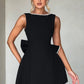 Elegant Pearl Bow Backless Short Dress Women's Sleeveless Party Cute Mini Dresses Black White Pink Chic Birthday Evening Y2K New
