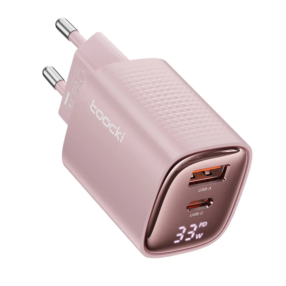 Зарядний пристрій Toocki GaN USB 33W з цифровим дисплеєм QC3.0 PD швидка зарядка Type C для iPhone 15 14 13 Pro Max Smausng Xiaomi Honor POCO