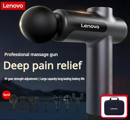 Пістолет для фасції бренду Lenovo глибоко знімає м’язову біль, обладнання для фітнесу та релаксації з LED сенсорним екраном, 8 масажних насадок, подарунки