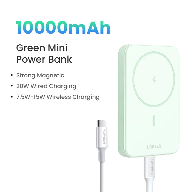UGREEN PD20W Портативний магнітний павербанк 10000мАг з бездротовою швидкою зарядкою для Magsafe для iPhone 15 Pro Max 16 Pro