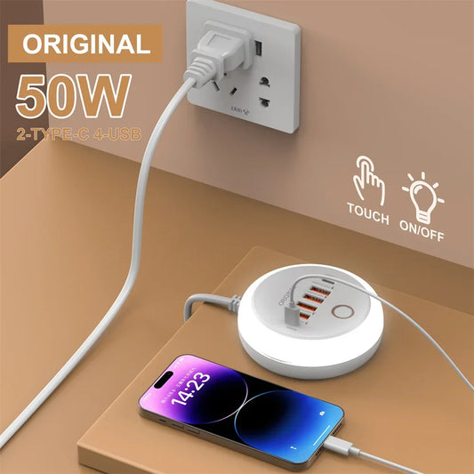 50W подовжувач з кількома портами USB C, розетка Type C, швидка зарядка, настінний зарядний пристрій USB адаптер для iPhone12 13, швидка зарядка мобільного телефону