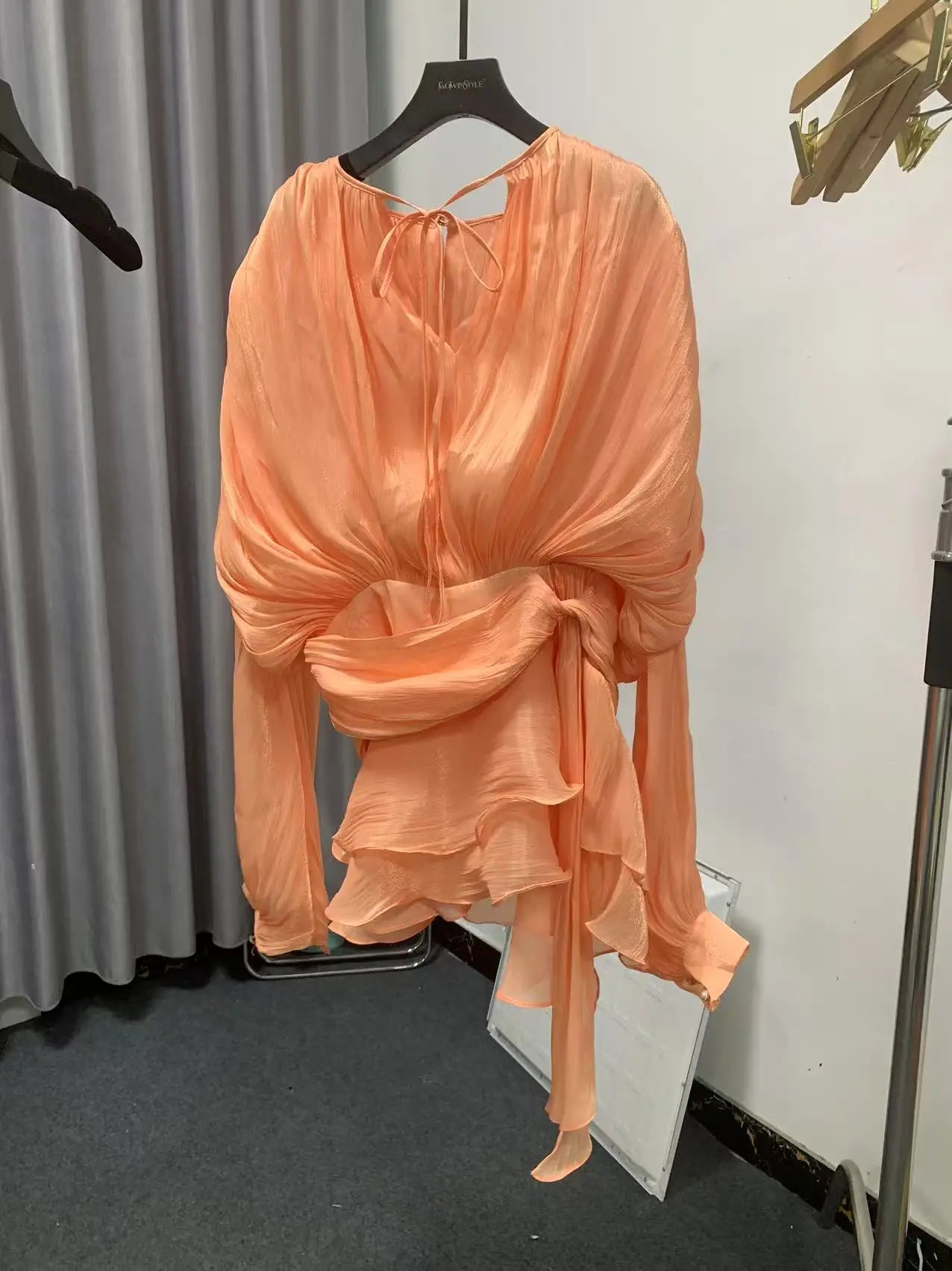 VGH Streetwear Temperament Dresses For Women Round Neck Long Sleeve High Wiast Soild Slimming Mini Dress Female Fashion Clothing