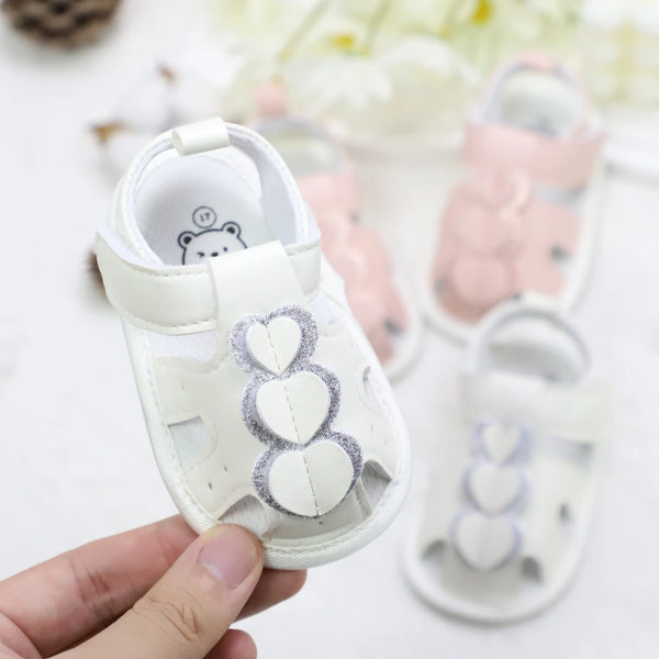 Casual Cute Love Sandals For Baby Girls, Breathable Non-slip Walking Shoes For Vacation Beach, Summer