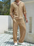 Summer men's retro casual street solid color lapel shirt High quality fashion pullover half sleeve shirt pants two-piece set