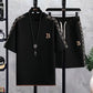 Summer New Fashion Trend Short Sleeve Shorts Ice Silk Suit Men Loose Sports Breathable Large Size High Quality Two-Piece Set