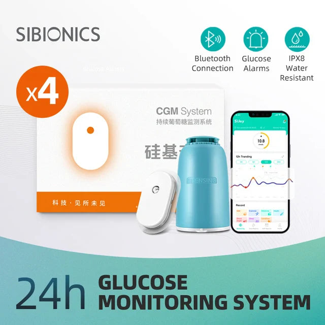 Глюкометр Sibionics з 24-годинним моніторингом у реальному часі, тестер для діабету, сенсор рівня цукру, медичний монітор для дому, сканер без проколу пальця