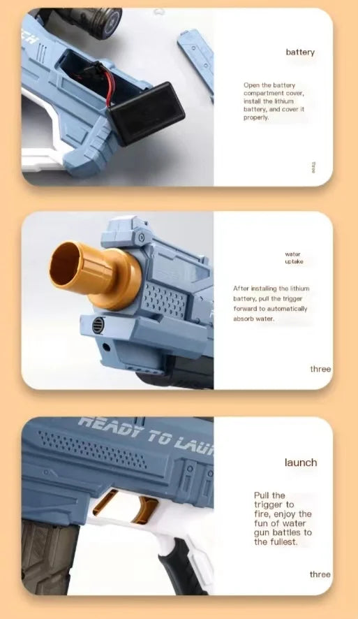 Electric water gun with fully automatic suction and continuous firing large capacity water sucking shooting water playing summer